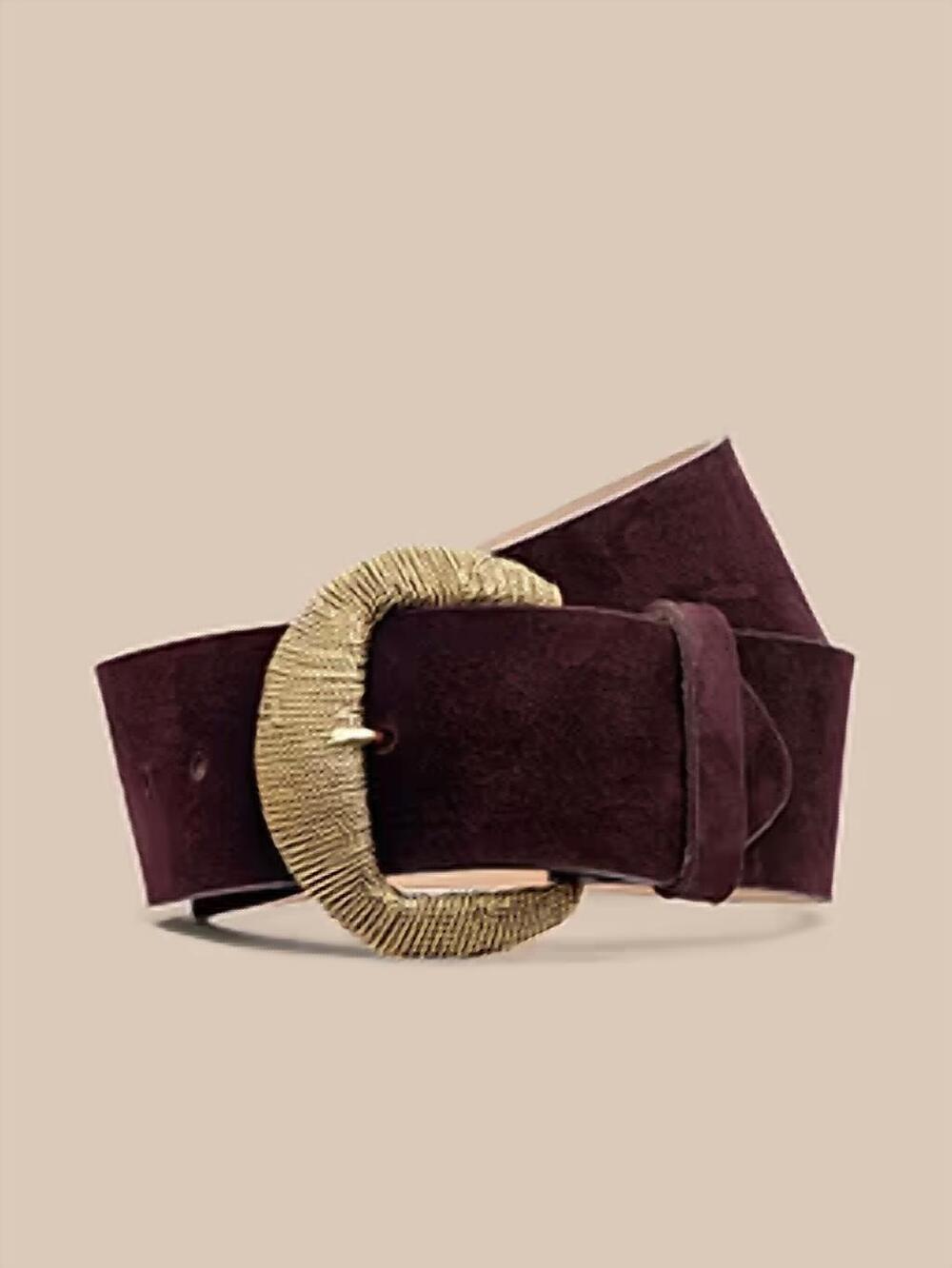 NEW L'AGENCE women's textured hammered belt in burgundy